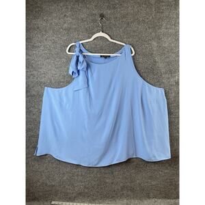 ELOQUII Women's Plus Size Twisted Shoulder Sheath Top Light Blue, size 32